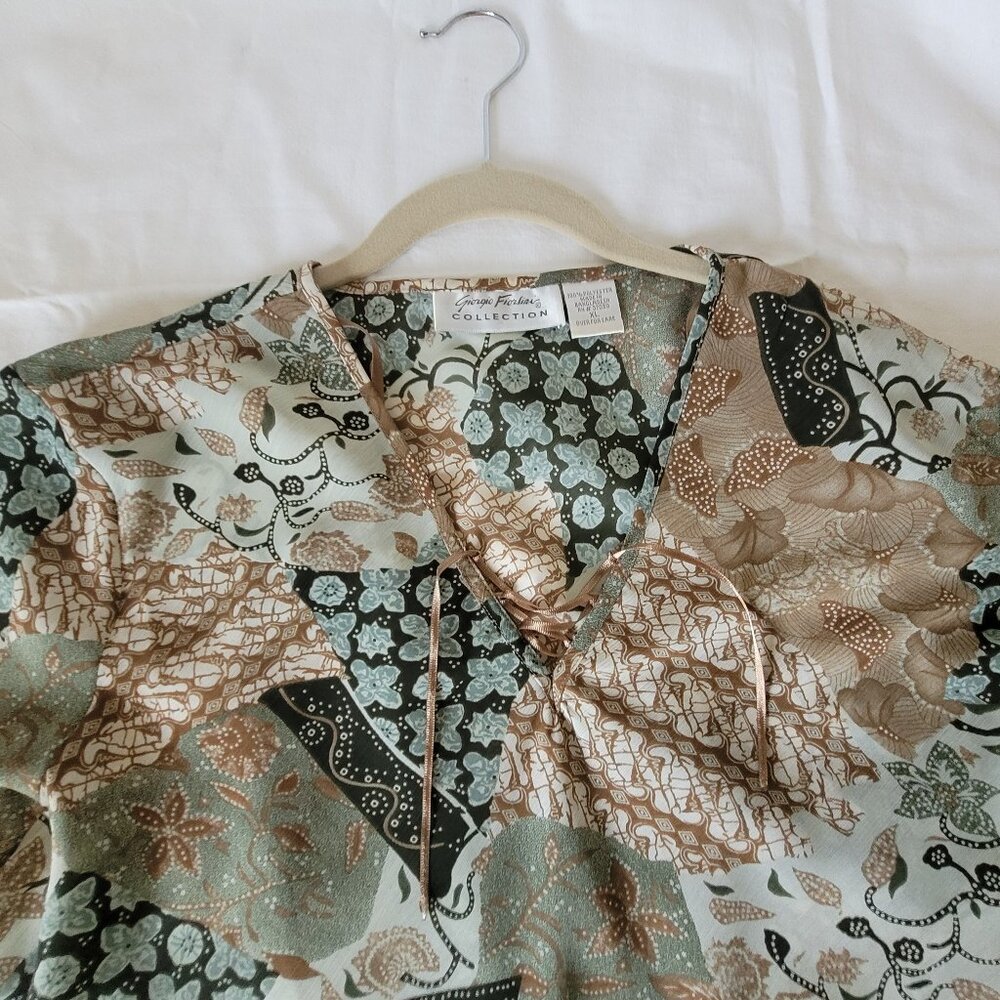 Green Tan Multi Color Giorgio Fiorlini Blouse XL